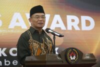 Menko PMK Muhadjir Effendy saat sambutan acara Germas Awards 2023.