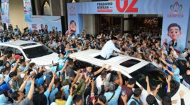 Calon presiden nomor urut dua Prabowo Subianto Menghadiri acara Deklarasi Nasional Gerakan Muslim Persatuan Indonesia Cinta Tanah Air (Gempita) di Grand Sudirman Ballroom. (Dok. Tim Media Prabowo-Gibran)


