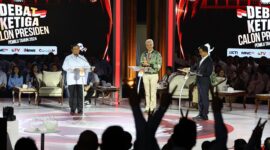 Calon presiden dari nomor urut 2, Prabowo Subianto saat debat capres yang diadakan KPU di Istora Senayan. (Dok. Tim Media Prabowo-Gibran)

