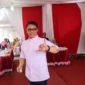 Wakil Ketua MPR RI, DR Ahmad Basarah seusai memberikan hak suaranya di Dapil  Jatim V, Malang Raya.