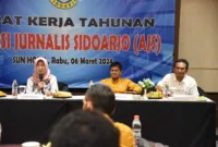 Rapat Kerja Tahunan Aliansi Jurnalis Sidoarjo yang digelar di Hotel The Sun Hotel Sidoarjo, Rabu, (6/3). 