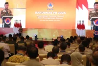Menko Muhadjir beri sambutan
Rapat Koordinasi Nasional Badan Nasional Penanggulangan Bencana (Rakornas BNPB) Tahun 2024, di Bandung, pada Rabu (24/4/2024).    