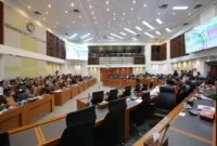 Rapat kerja Menko PMK Muhadjir Effendy dengan Badan Anggaran DPR RI di Ruang Sidang Banggar DPR RI, Jakarta.