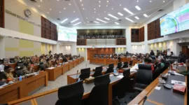 Rapat kerja Menko PMK Muhadjir Effendy dengan Badan Anggaran DPR RI di Ruang Sidang Banggar DPR RI, Jakarta.