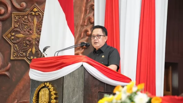 Pj Gubernur Jatim Adhy Karyono minta tahun 2025 angka kasus penyalahgunaan narkoba turun, (foto: Kominfo Jatim)