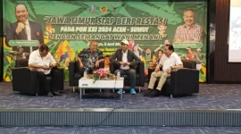 Atlet dan pelatih Pusaltda Jatim proyeksi PON XXI/2024 Aceh-Sumut  mendapat motivasi dari motivator nasional Aqua Dwipayana. (foto: ist)