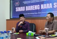H Gunawan Wibisono bincang bareng narasumber di Sekretariat Persatuan Wartawan Indonesia (PWI) Malang Raya, Rabu(03/07/24).