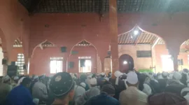 Jamaah tabligh se Jawa Timur berkumpul di Pondok Pesantren Al-Fatah, Desa Temboro, Kecamatan Maospati, Magetan, Jawa Timur, Sabtu (13/7/2024). 