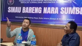 Priyo Sudibyo dalam acara Sinau Bareng Narasumber yang digelar PWI Malang Raya.