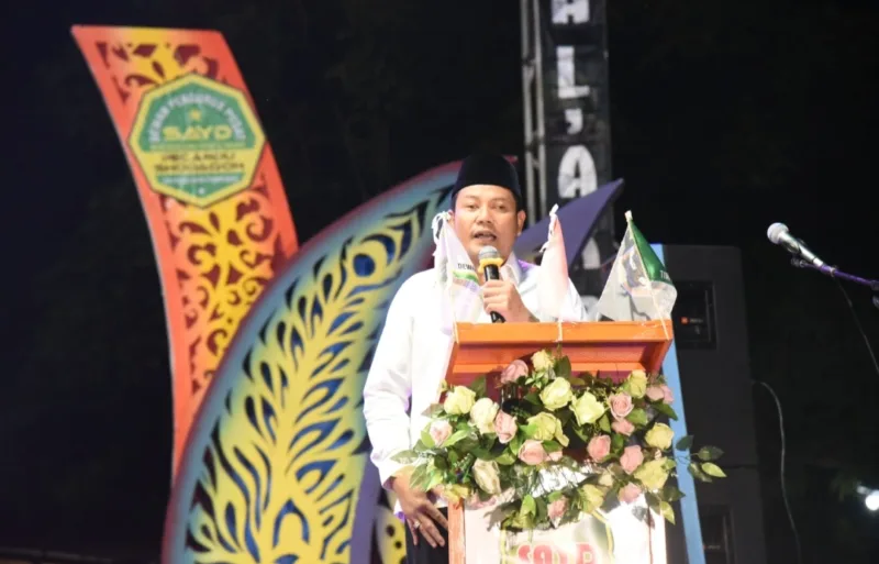 Plt Bupati Sidoarjo Subandi sambutan diacara ruwatan Desa Trompoasri.