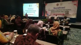 Sosialisasi Program Strategis Nasional Kementerian ATR/BPN di Luminor hotel di Sidoarjo, Kamis (25/7/2024). 