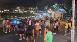 Pelari Malang uji coba track Malang Night Run (MNR) 2024.
