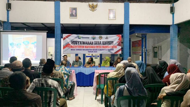 Pemerintah Desa Sangen, Kecamatan Geger, Kabupaten Madiun, resmi membentuk Koperasi Desa Merah Putih (KDMP) pada Selasa, (27/5/2025).