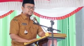 Wakil Bupati Sampang, H. Akhmad Mahfudz Saat Sambutan di Launching Dapur Makanan Bergizi (MBG), Senin (25/08/2025).