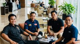  Ketua PWI Sumenep Faisal Warid, Ketua PWI Pamekasan Hairul Anam, Ketua PWI Sampang Hanggara Pratama Syahputra, dan Ketua PWI Bangkalan Mahmud Ismail. (Ist)