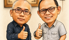 Budi Purnomo Karjadiharjo (Founder Hallo Grup) bersama Andy Setiawan (Pimpinan Redaksi Hallo Grup).