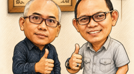 Budi Purnomo Karjadiharjo (Founder Hallo Grup) bersama Andy Setiawan (Pimpinan Redaksi Hallo Grup).