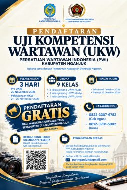 PWI Nganjuk Gandeng Pemkab Gelar UKW, Pendaftaran Gratis Dibuka hingga 23 Oktober 2026